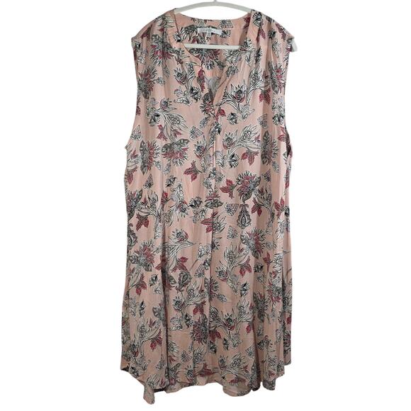 Fever plus size 3x sleeveless pink mini dress tunic Aline floral lightweight NEW - Picture 1 of 14